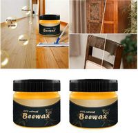 YAMY 2PC Wood Seasoning Beewax, Traditional Beeswax Polish for Wood & Furniture, All-Purpose Beewax for Wood Cleaner and Polish Wipes, Waterproof, Non Toxic & No Build-Up (A)