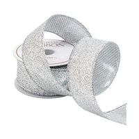 Caspari 1.5 Inch Wide Silver Glitter Wired Ribbon - Two 27 Ft. Spools