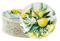 Disposable Plates - 80-Count Paper Plates, Lemon Party Supplies for Appetizer, Lunch, Dinner, and Dessert, Brunch and Garden Party, 9 x 9 Inches