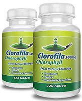 Clorofila en tabletas. Set de 2 frascos con 120 tabletas CADA uno. Desintoxica y purifica la Sangre, ayuda a la Digestion, combate estreñimiento, mejora el sistema Immune. 100% Natural.
