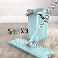 SHPING Mops Flat mop, free to rotate 360 ​​degrees, free of hand wash, stainless steel telescopic rod, wet and dry, suitable for kitchen floor cleaning (Size : B)