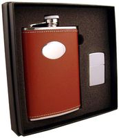 Visol"Bobcat" Flask and Zippo Lighter Gift Set, 8-Ounce, Chrome