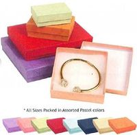Assorted Colors Square Cardboard Cotton Filled Jewelry Gift Boxes 3.5 X 3.5 X 1 Inches (50)