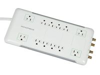 Monoprice 12 Outlet Surge Protector Power Strip with 2X Coaxial Protection - White - 6ft Cord | UL Rated, 3,420 Joules with Grounded and Protected Light Indicator