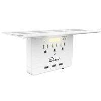 Socket Shelf - ON2NO Wall Outlet Shelf, Extra-Large Shelf with 3 Electrical Outlet, 3 USB Ports and Smart Night Light, Cable Holder and Headphone Hanger