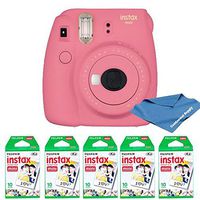FujiFilm Instax Mini 9 FIamigo Pink Instant Camera with instax Mini 100 Prints.