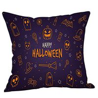 Bosji (45x 45 cm) Throw Pillowcase,Happy Halloween Pumpkin Decoration Pillow Case Holiday Home Decor Polyester Scary Printed Zipper Sofa Pillow Covers