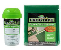 FrogTape Paint Storage and Touch Up Cup, 12 oz, and 3 Drop Cloth, 2 Pack, Pads, 2.5 ft. x 3 ft. Each