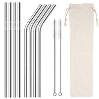 Homemo Metal Stainless Steel Straws Drinking Straws Reusable FDA BPA- 10.5" Ultra Long 8+ 2 Cleaning Brushs for 20/30 Oz for Yeti RTIC SIC Ozark Trail Tumblers(4 Straight|4 Bent|2 Cleaning Brush)