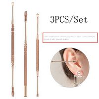 Fenleo 3PCS Ear Pick Earwax Removal Kit Ear Care Set, Premium Rose Gold Stainless Steel Ear Curette