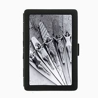 Perfection In Style Black Color Metal Cigarette Case Vintage Beach Girls Design 002