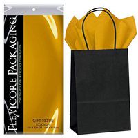Flexicore Packaging Black Kraft Paper Gift Bags & Antique Gold Gift Wrap Tissue Paper Size: 5.25 Inch X 3.5 Inch X 8.5 Inch | Count: 50 Bags | Color: Antique Gold