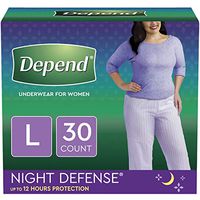 Depend Night Defense Incontinence Underwear for Women, Disposable, Overnight, L, Blush, 30 Count (2 Packs of 15) (Packaging May Vary)