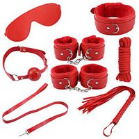 EDYellow 7pcs Comfortable Soft Furry Leather Sports Set(red)