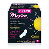 MaxION Cotton Maxi Pads Regular 100% Cotton, Winged Menstrual Pads Natural Ion Odor Protection Feminine Pads Chlorine Free, Chemical Free, Eco Friendly, 2 Packs of 10