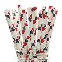 Sikye Paper Straws,25Pcs Paper Straws,Degradable Kraft Paper Suction Tube Poker Pattern Straws Halloween Christmas Party Supplies