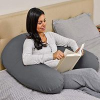Yogibo Support Reading Pillow Unique U-Shaped Backrest with Arms, Provides A Lift for Watching TV, Gaming, Working, Filled with Soft Micro-Beads, Dark Grey