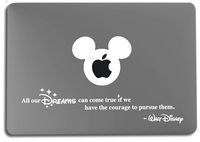 Die-Cut Decal Sticker Walt Disney All Our Dreams Can Come True for MacBook Laptop (12" and 13" MacBook with Dark Reflective Apple, White)