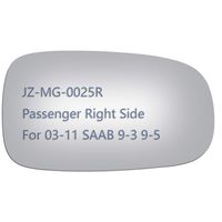 JZSUPER Side Mirror Glass For Saab 9-3 9-5 9-3X Passenger Right Side View RH Convex Replacement Non Heated Including Adhesive