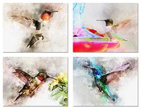 Watercolor Hummingbird Greeting Cards - Summer Note Cards - Blank on the Inside - Includes 12 Cards and Envelopes - 4 Unique Designs - 5.5" x 4.25"