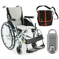 Karman S-Ergo 115 Ultra Lightweight Ergonomic Wheelchair | Seat Size 18" X 17" | Swing Away Footrest | Quick Rrelease Wheels in Silver & Free 130 dB Silver Safety Alarm!