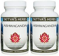 Raw Ashwagandha Organic - Provides Stress Relief, Supports Adrenal And Thyroid Function Rebuilds Core Strength - 500 mg. 240 Vcaps Two Month Supply From Tattva's Herbs
