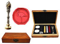 MNYR Flamingo Bird Luxury Wood Box Silver Metal Peacock Wedding Invitations Gift Cards Paper Stationary Envelope Seals Custom Logo Wax Seal Sealing Stamp Wax Sticks Melting Spoon Wood Gift Box Kit