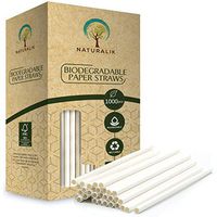 Naturalik 1000-Pack White Paper Straws Biodegradable Dye-Free- Premium Eco-Friendly Paper Straws Bulk - Drinking Straws for Juices, Shakes, Smoothies, Restaurants and Party Decorations (White, 1000ct)