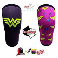 Knee Sleeves ( 1 PAIR ) 7 mm Neoprene Best Knee Supports Pain Compression Brace Cap for Squats, Crossfit WODS Weightlifting Powerlifting Strong Knee Pads For Men Women (M, WONDER WOMAN)