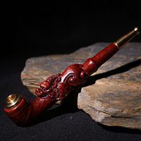 Tobacco smoking pipe,Handmade,Rosewood Tobacco pipe,Bent Gift box Pixiu Cigarette holder-red