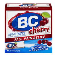 BC Powder | Fast Pain Relief | Aspirin (NSAID) & Caffeine | Cherry | 24 Count, Pack of 1