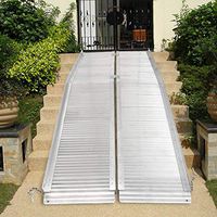 Wheelchair Ramp 7' ft Aluminum Fold Perfect for Loading onto Porches Folding Design Makes It Convenient for Storage and Portability
