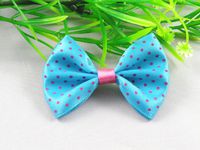 24pcs Polyester Ribbon Dot Bow Flowers The Wedding Decoration Appliques (Blue)