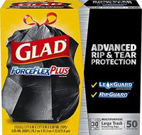 Glad Dual Defense Drawstring Large Trash Bags, 30 Gallon, 50 Count