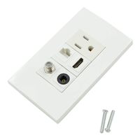 Dasunny 15Amp Outlet, 1 HDMI, 1 Cat6, 1 F-Type & 1 Toslink Wall Plate, White