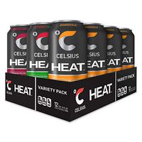 CELSIUS HEAT Performance Energy Drink 3-Flavor Variety Pack #2, ZERO Sugar, 16oz. Can, 12 Pack