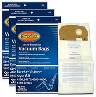 EnviroCare Replacement Micro Filtration Vacuum Cleaner Dust Bags for Eureka Style AA Victory and True HEPA Uprights. 9 Pack, Paper White