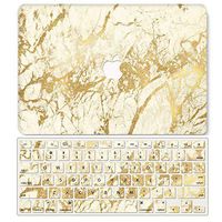 One Micron Case + Keyboard Cover Compatible with MacBook Air 13 Inch, Plastic Pattern Hard Case Shell Compatible MacBook Air 13.3 Inch (Model: A1369/A1466)-Gold Marble