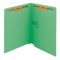 Smead WaterShed/CutLess End Tab Fastener File Folder, Reinforced Straight-Cut Tab, 2 Fasteners, Letter Size, Green, 50 per Box (25150)