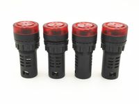 XJS Panel Mount AC 220V Red LED Buzzer Alarm Signal Indicator Light Lamp 4Pcs