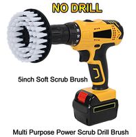HIFROM Drill Brush - 5 inch White Power Drill Attachment Soft Bristle Scrub Cleaning Brush for Carpet Upholstery Leather Glass Furniture with Quick Change Shaft