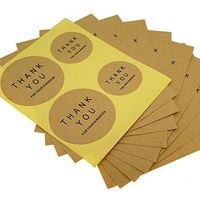 "Thank You" Kraft Paper Stickers for Gift Packaging Decoration, Pack of 40 (Round - Brown)