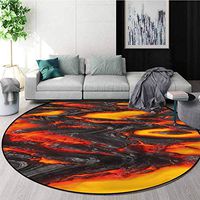 RUGSMAT Volcano Modern Machine Round Bath Mat,Hot Flowing Magma Lava Foam Mat Bedroom Decor Diameter-35
