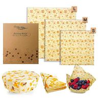 Beeswax Wrap, Super Sticky (9 pack) Premium Organic Eco-Friendly Bees Wax Reusable Plastic Free Biodegradable Natural Alternative Food Storage Wraps Washable Cling Covers (Bee & Flowers, 9 Pack)
