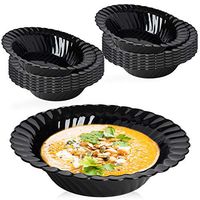 Elegant Disposable Plastic Bowls 180 Pcs - 5oz Heavyweight Fancy Flared Black Soup Bowls – Reusable Bulk Party Dessert Cereal Salad Bowls For Wedding, Christmas, Thanksgiving, Birthday & All Occasions