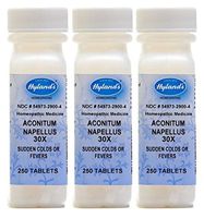Hyland's Aconitum Napellus 30X Tablets, Natural Relief of Sudden Colds or Fevers, 250 Count (Pack of 3)