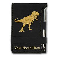 Mini Notepad, Tyrannosaurus Rex Dinosaur, Personalized Engraving Included (Black)