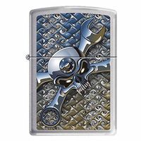 Zippo "Socket Spanner-Skull" Brushed Chrome Lighter, 5086