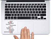 Grey's Anatomy Names Printed Trackpad Clear Vinyl Decal Sticker Compatible with Apple MacBook Pro Air 11" 12" 13" 15" All Years Laptop Keyboard (12" MacBook)