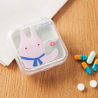 Gotian Mini Drug Box is Packed with Small Medicine Box One Week Travel Tablets and Drug ~ Cartoon Pattern Transparent Convenient Pill Box ~ 4 Compartment Packing (6.5x6.5cm) (Pink)